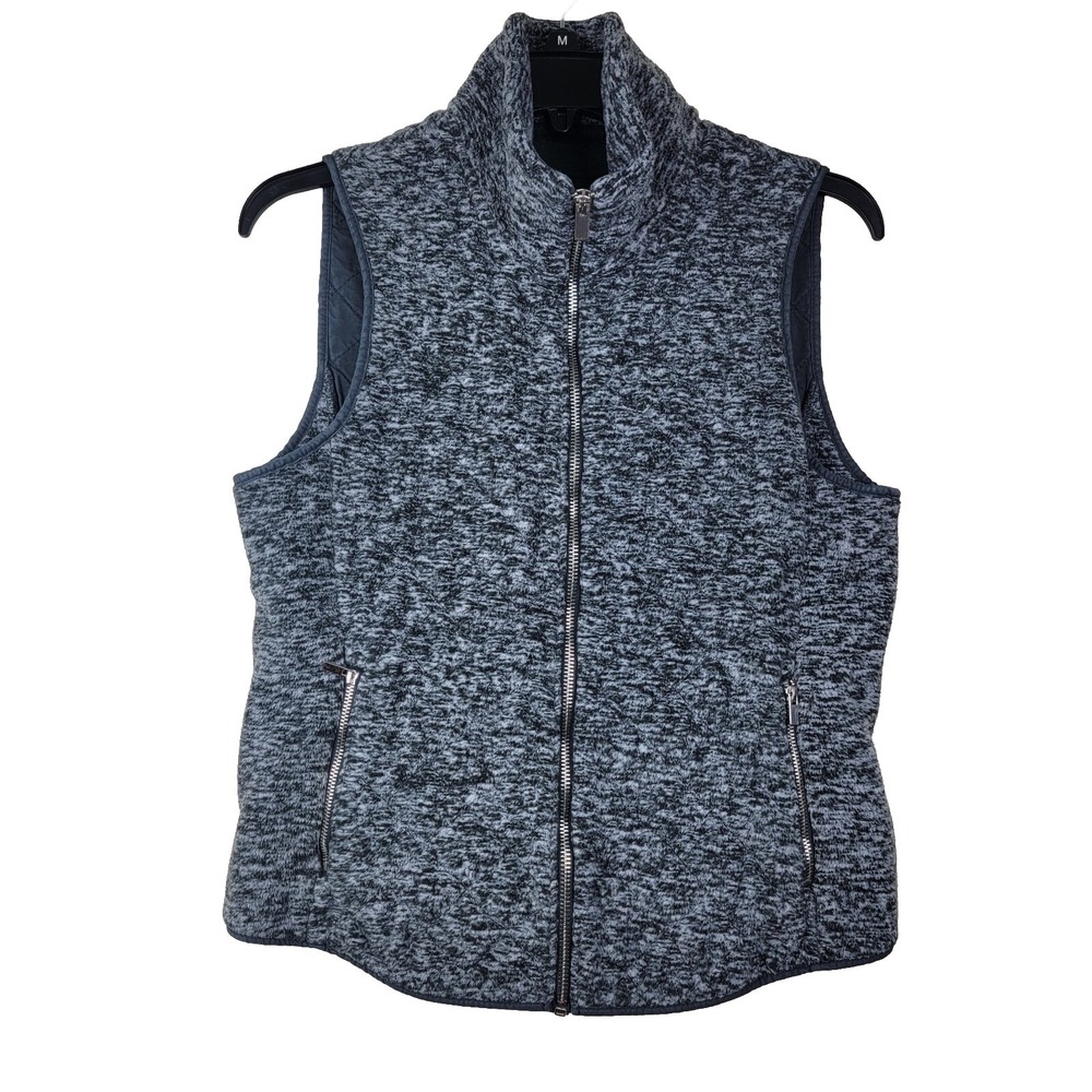 Abercrombie Fleece Vest Womens Small Gray Quilted Fleece Full Zip‎ With Pockets